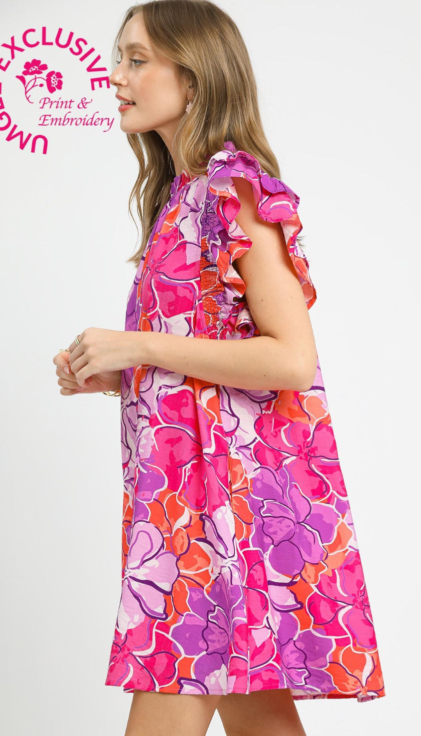 Umgee Ruffle Sleeve Mini Dress