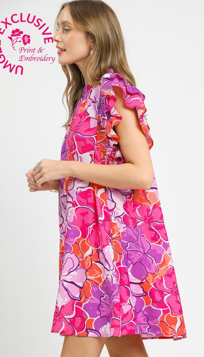 Umgee Ruffle Sleeve Mini Dress