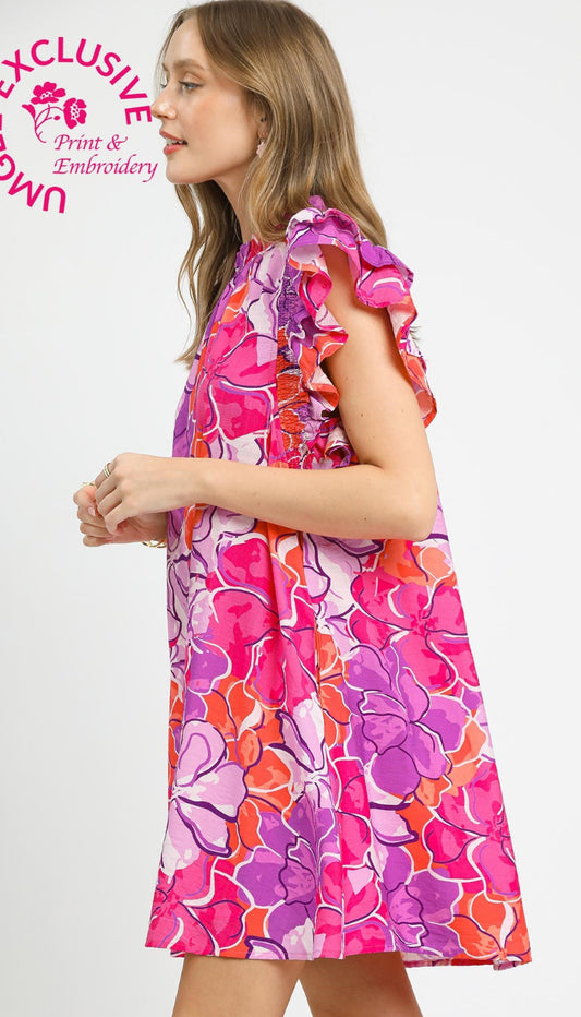 Umgee Ruffle Sleeve Mini Dress