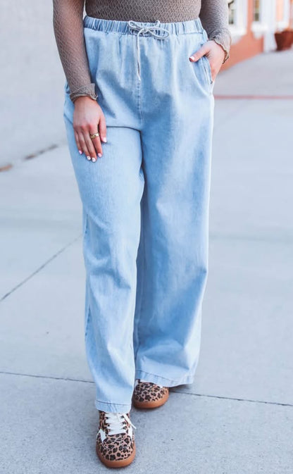 Denim Blue Wide Leg Pants