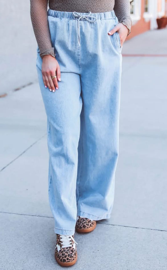 Denim Blue Wide Leg Pants