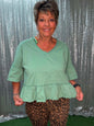 New Me V-neck T-shirt w/ruffles