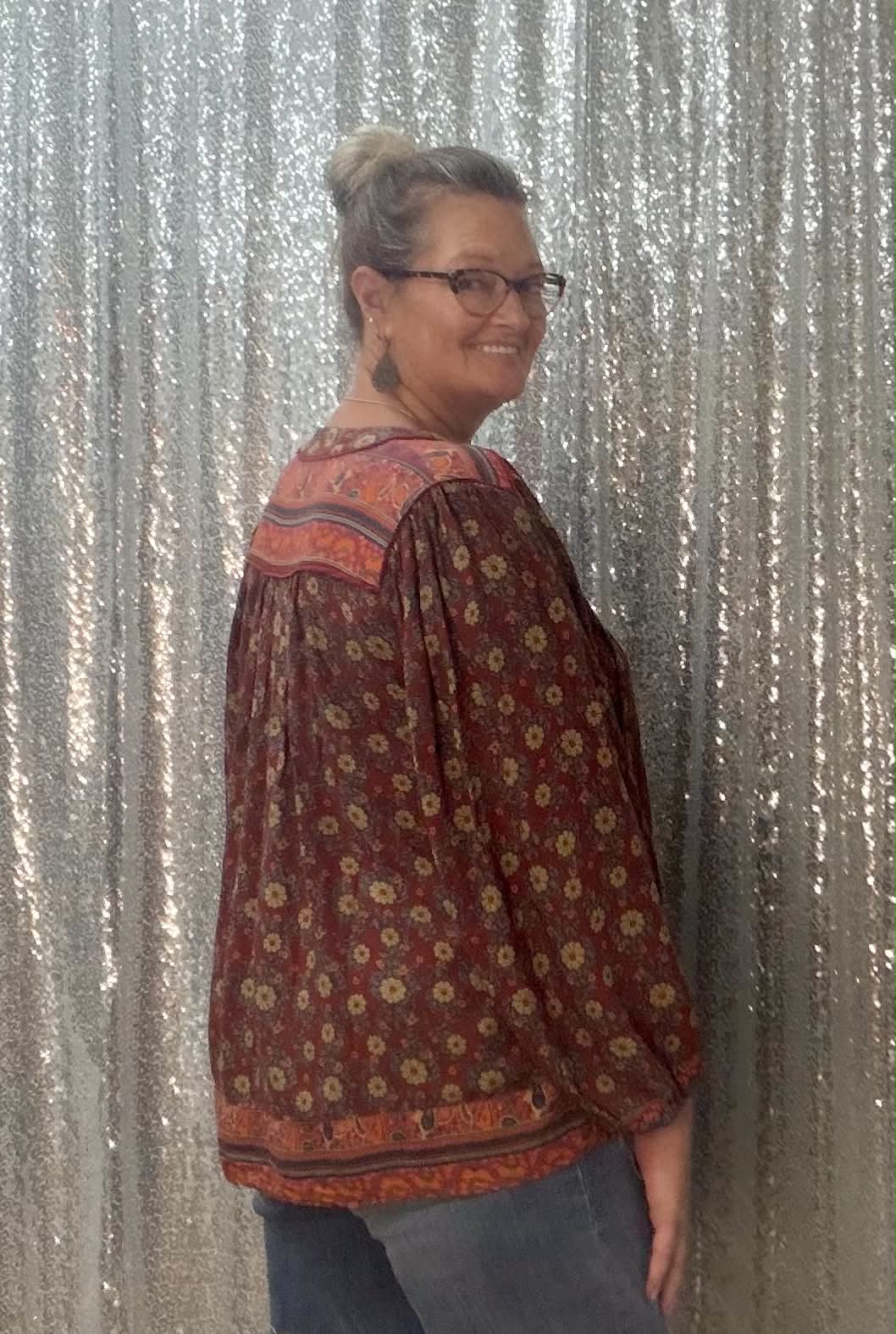 Easel boho brown floral top