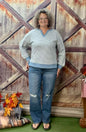 STACCATO stripped v-neck pullover top