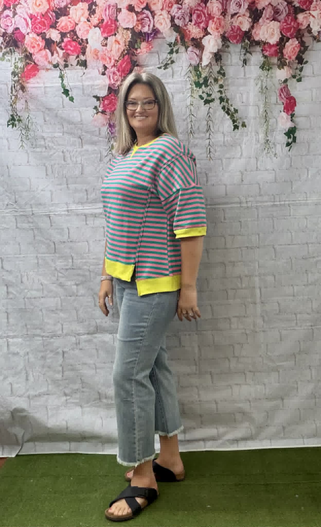 New Me stripped short sleeve top