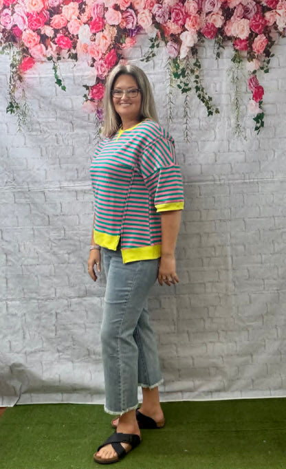 New Me stripped short sleeve top