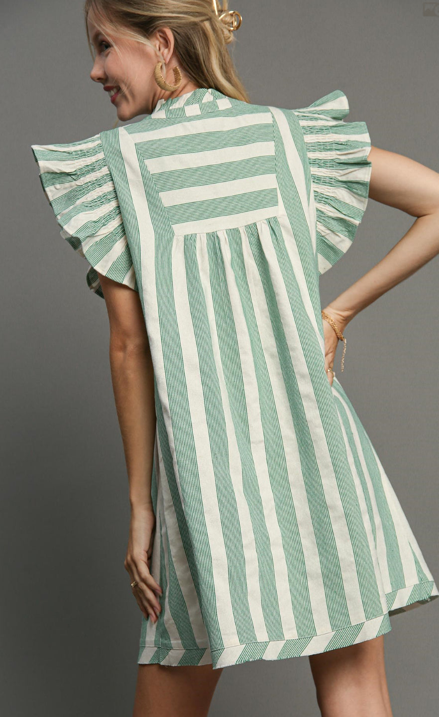 Umgee Sandstone Breeze Ruffle Sleeve Dress