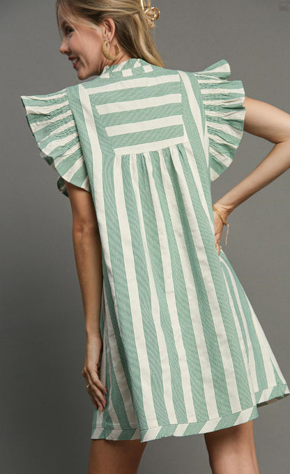 Umgee Sandstone Breeze Ruffle Sleeve Dress