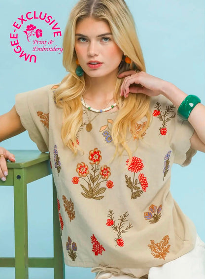 UMGEE embroidered botanical plus top