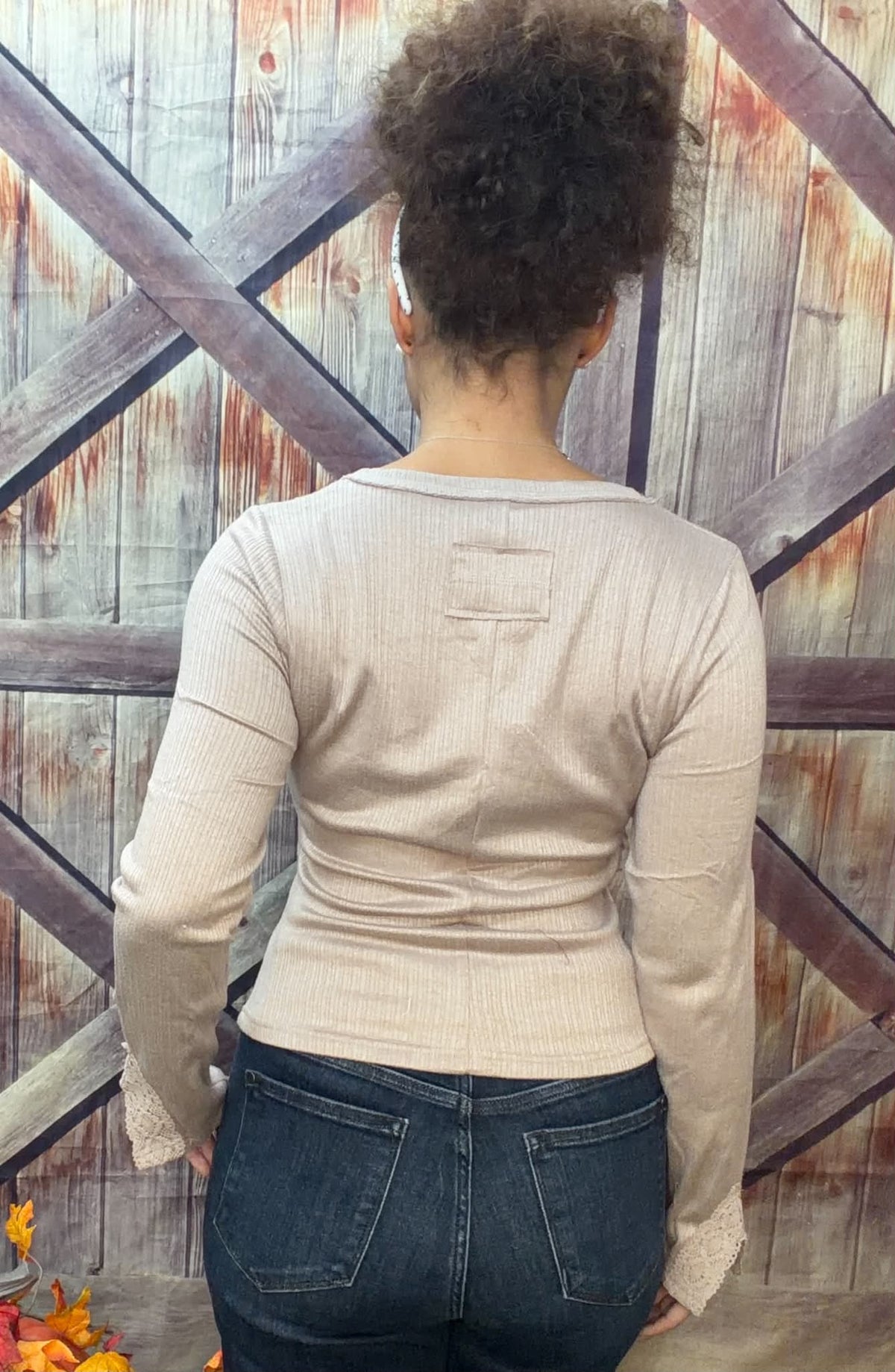 New Me Fitted Ribbed Long Sleeve with Lace