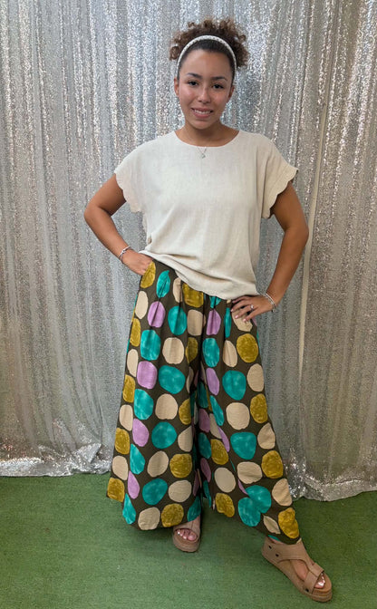 Umgee wide leg polka dot pants