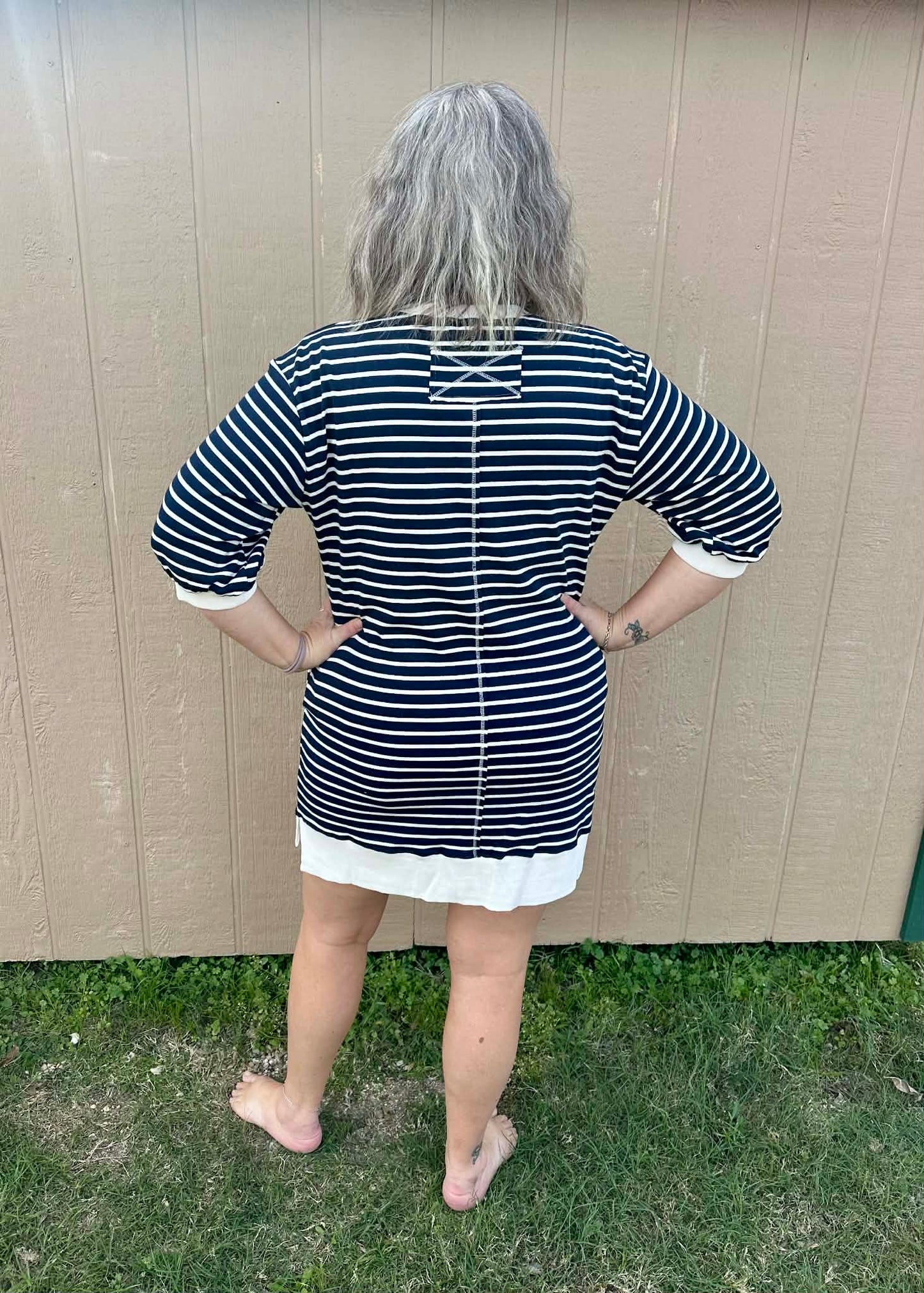 entro blue/white striped dress