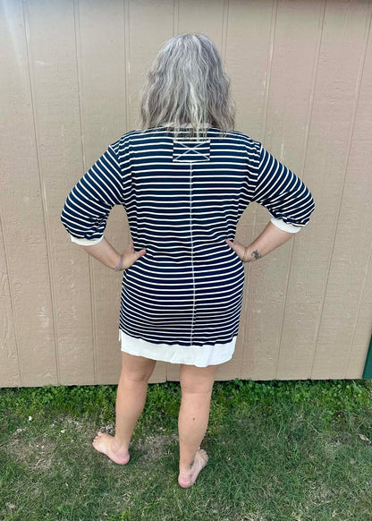 entro blue/white striped dress