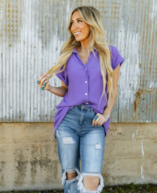 ANDREE by Unit Button Up Short Sleeve Plus Size