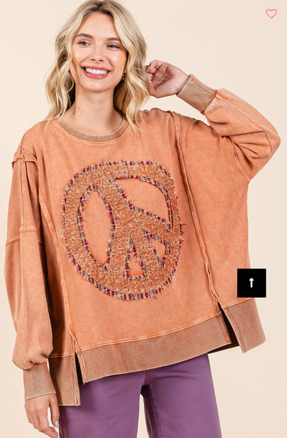 PEACE SIGN PATCH MINERAL WASH SWEATSHIRT