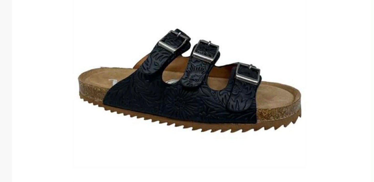 Very G Tooled Ashley Black Sandals