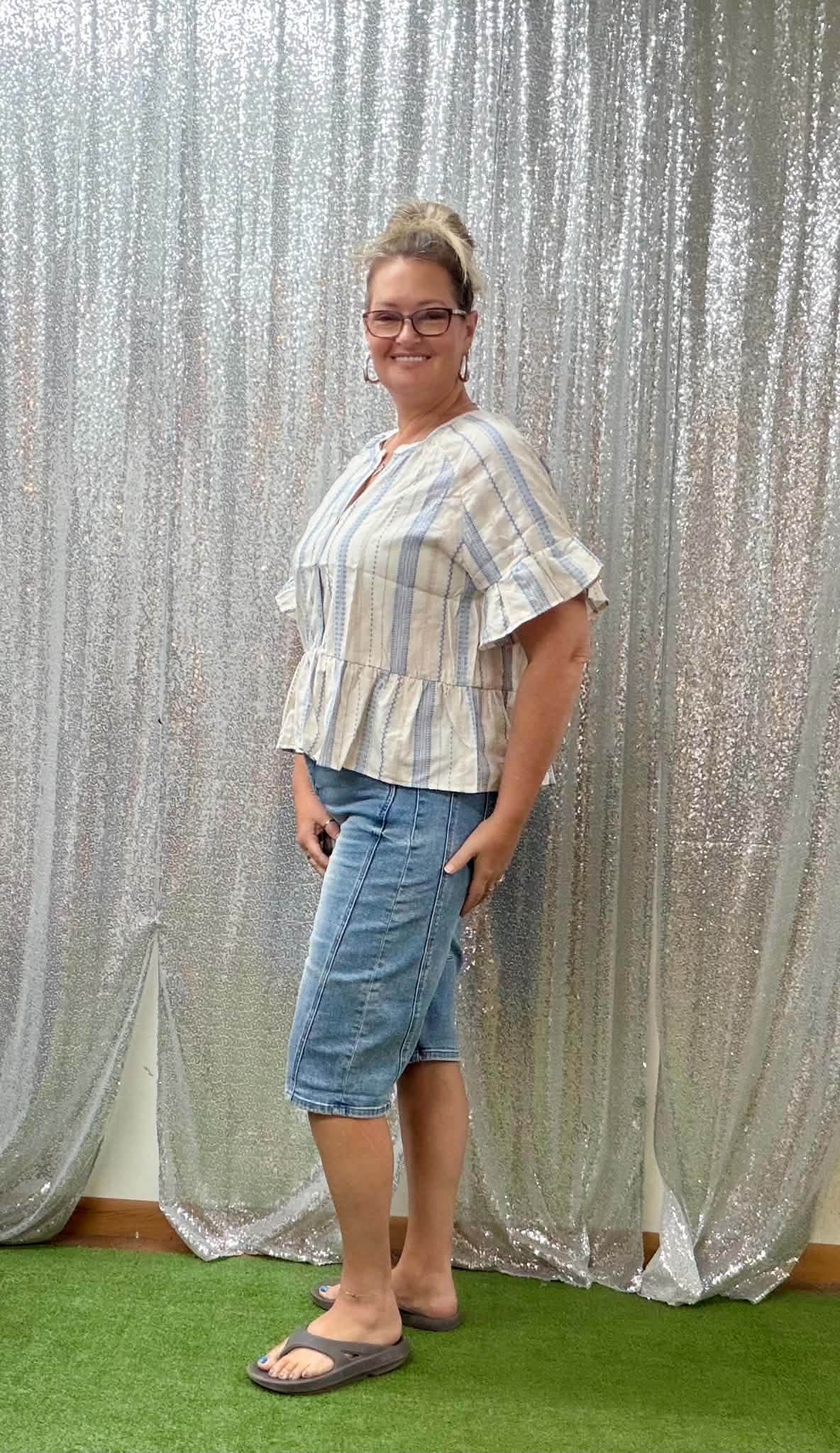 Very J lite Blue strip Plus top