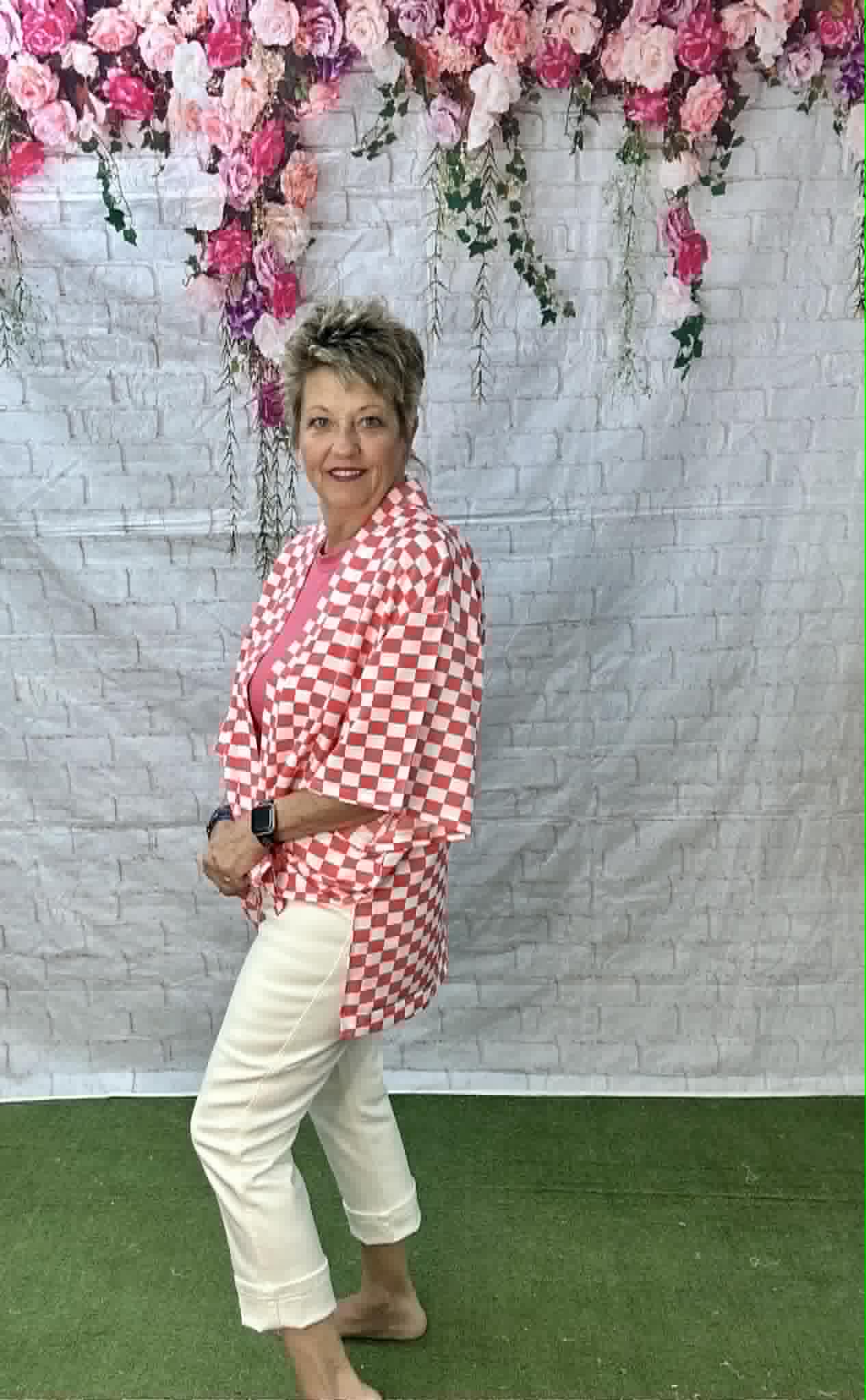 SUNSHINE & RODEOS CHECKED SHORT KIMONO