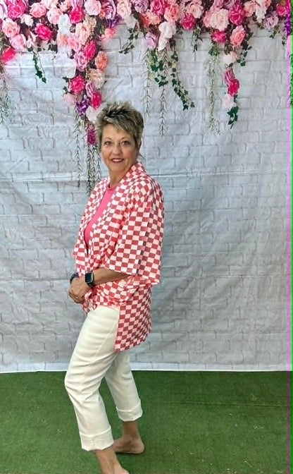 SUNSHINE & RODEOS CHECKED SHORT KIMONO
