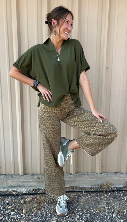 Leopard Print Straight Leg Jeans