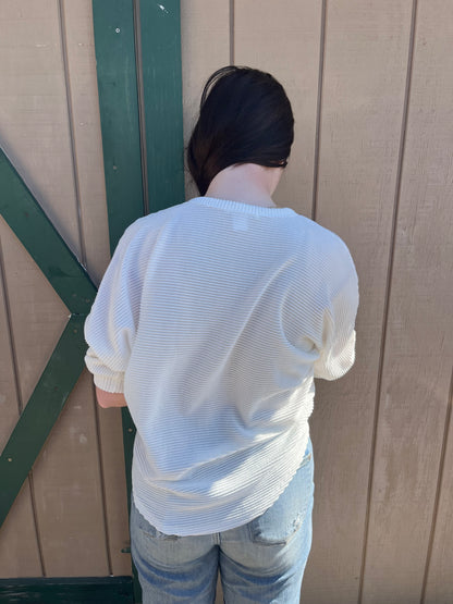 Tres Bien Ribbed Dolman Sleeve Top