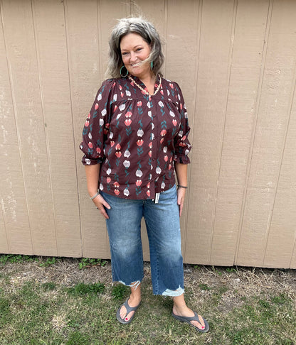 Umgee Floral Top Plus