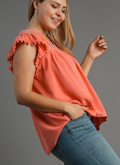 Umgee Linen Embroidery Top