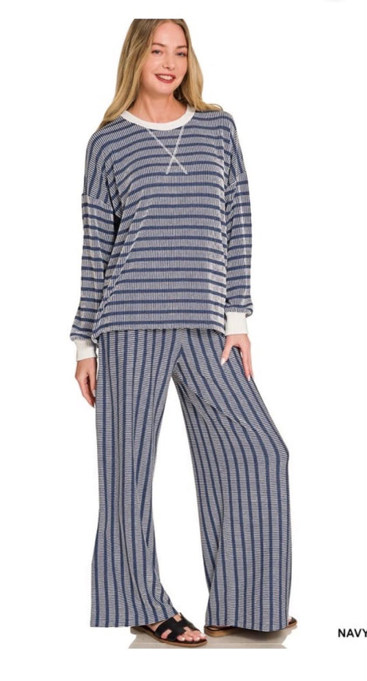 Zenana Raised Rib Striped SET