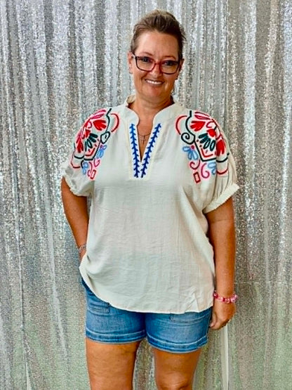 Umgee multicolor Embroidered Plus top