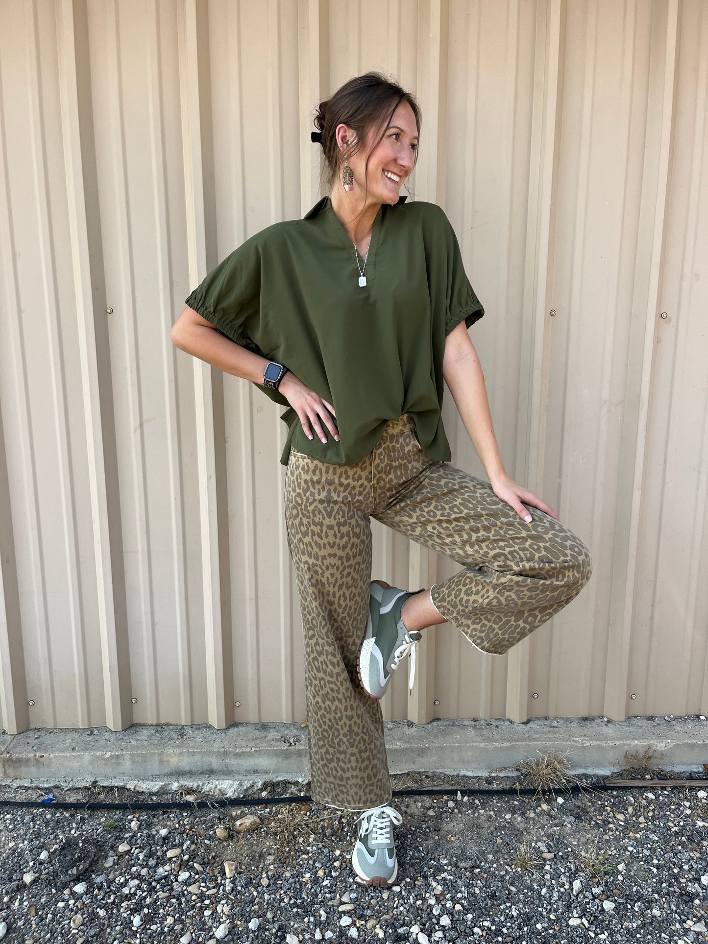 Leopard Print Straight Leg Jeans