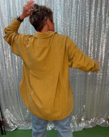 Easel Long Sleeve Button Front Stripe Shirt