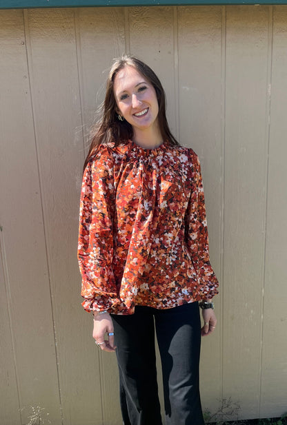 Smocked Floral Long Sleeve