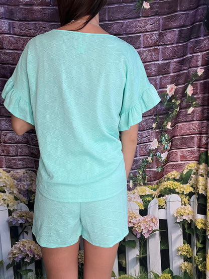 Textured Shorts Set Plus Size