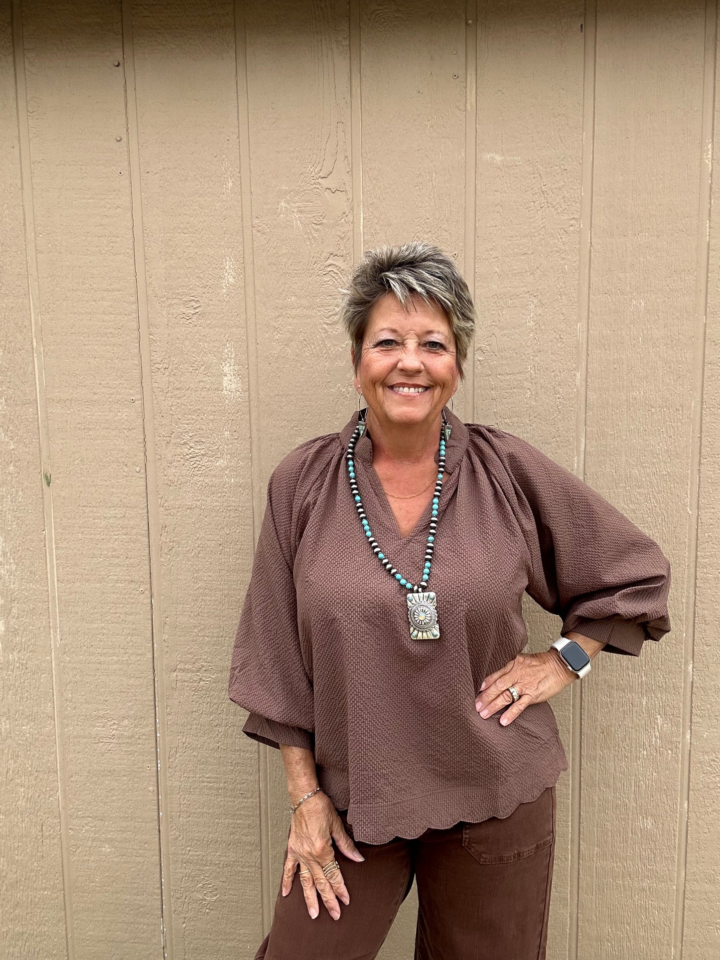 Umgee Textured Scalloped Top