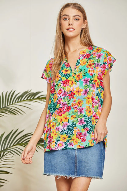 Emily Wonder Animal/Floral Print Top