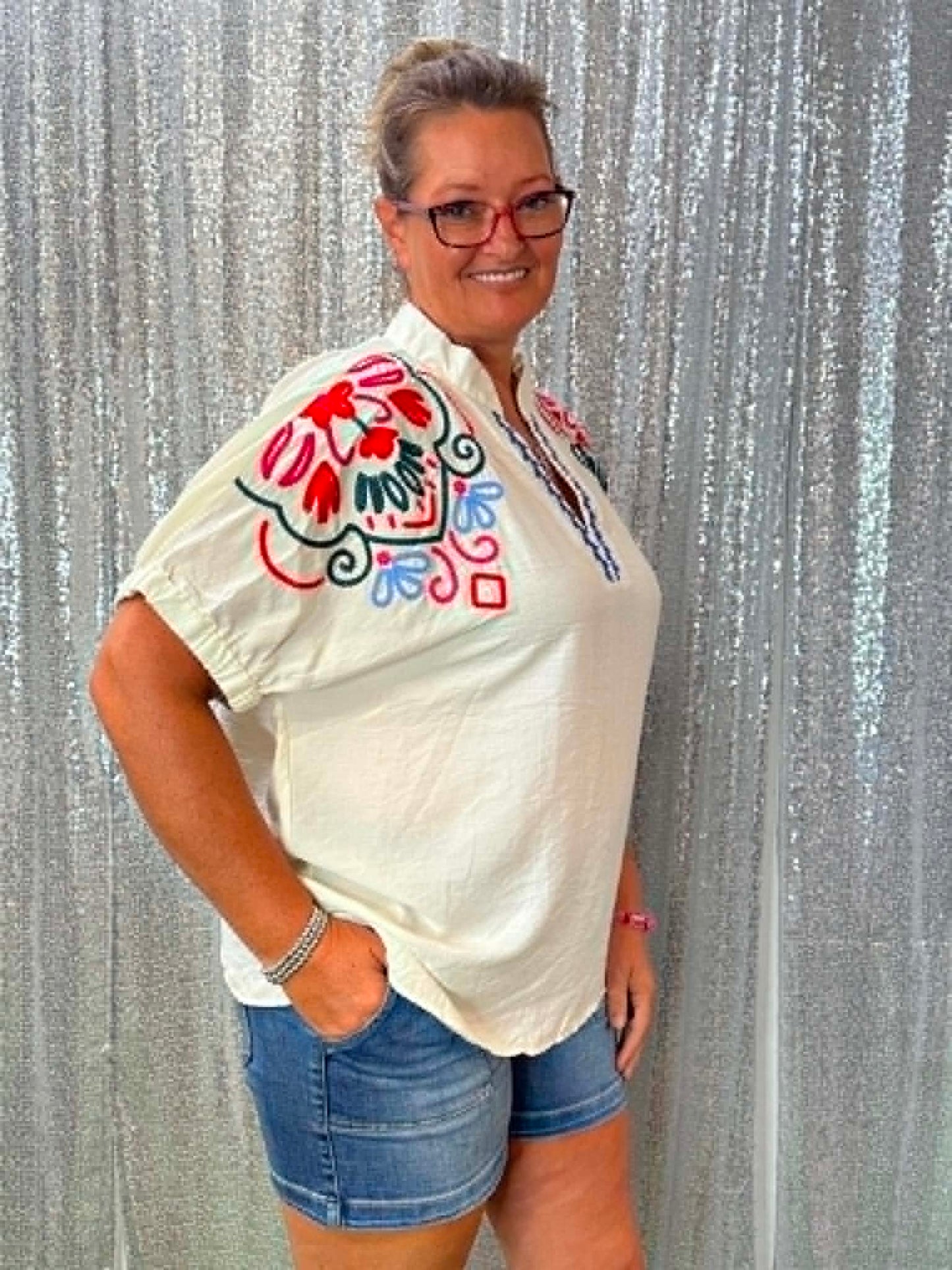 Umgee multicolor Embroidered Plus top