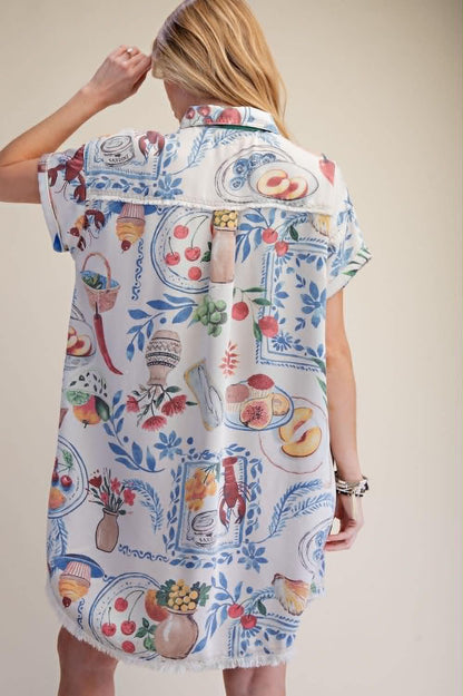 EASEL raw hem shirt dress