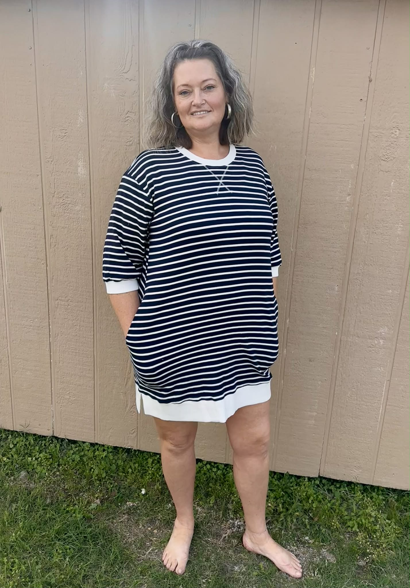 entro blue/white striped dress