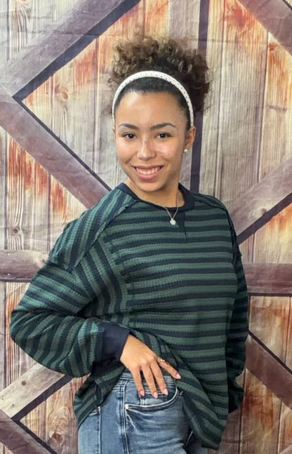 New Me Striped Crew Neck Long Sleeve