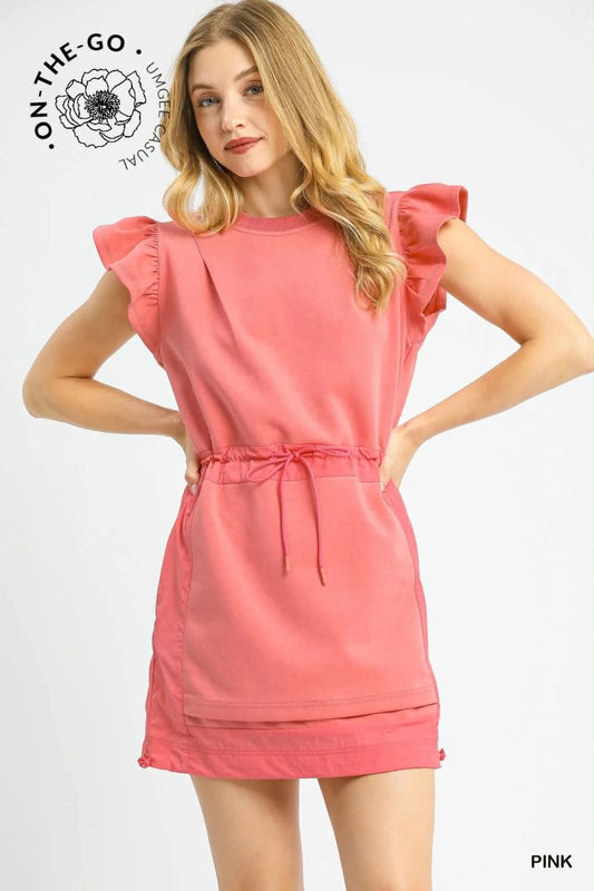 Umgee Luxeknit drawstring mini dress