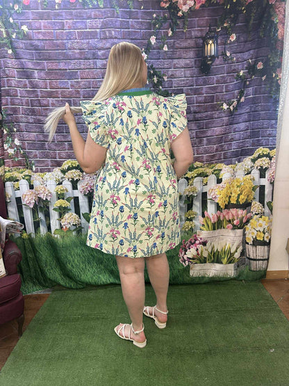 Umgee Cream Floral Mix Dress Plus