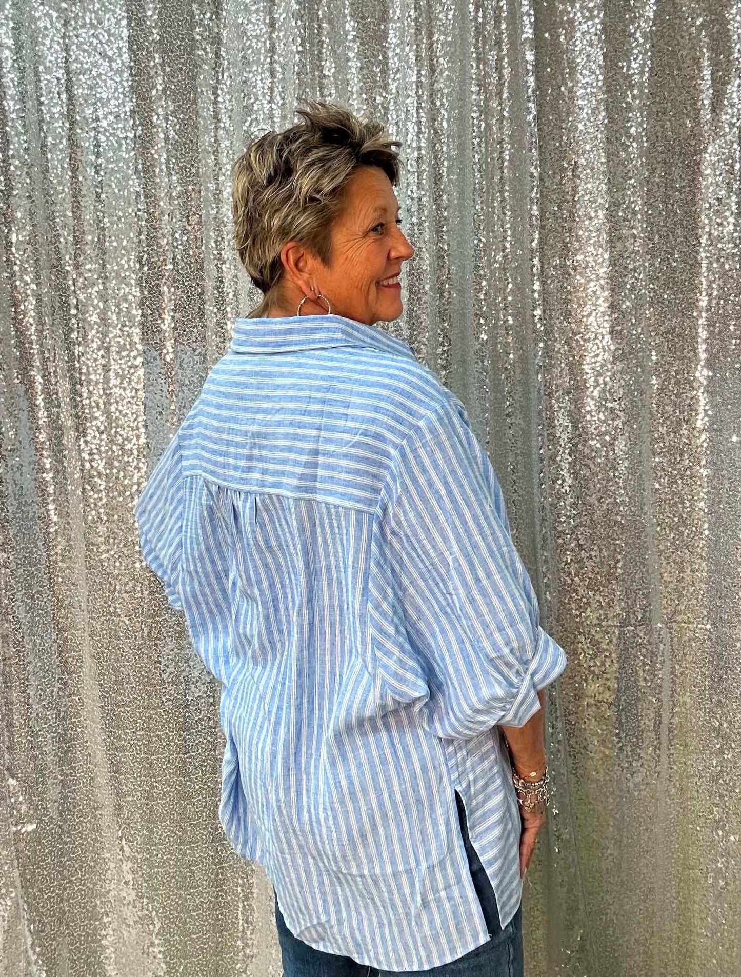 Very J Oversized Button down Top