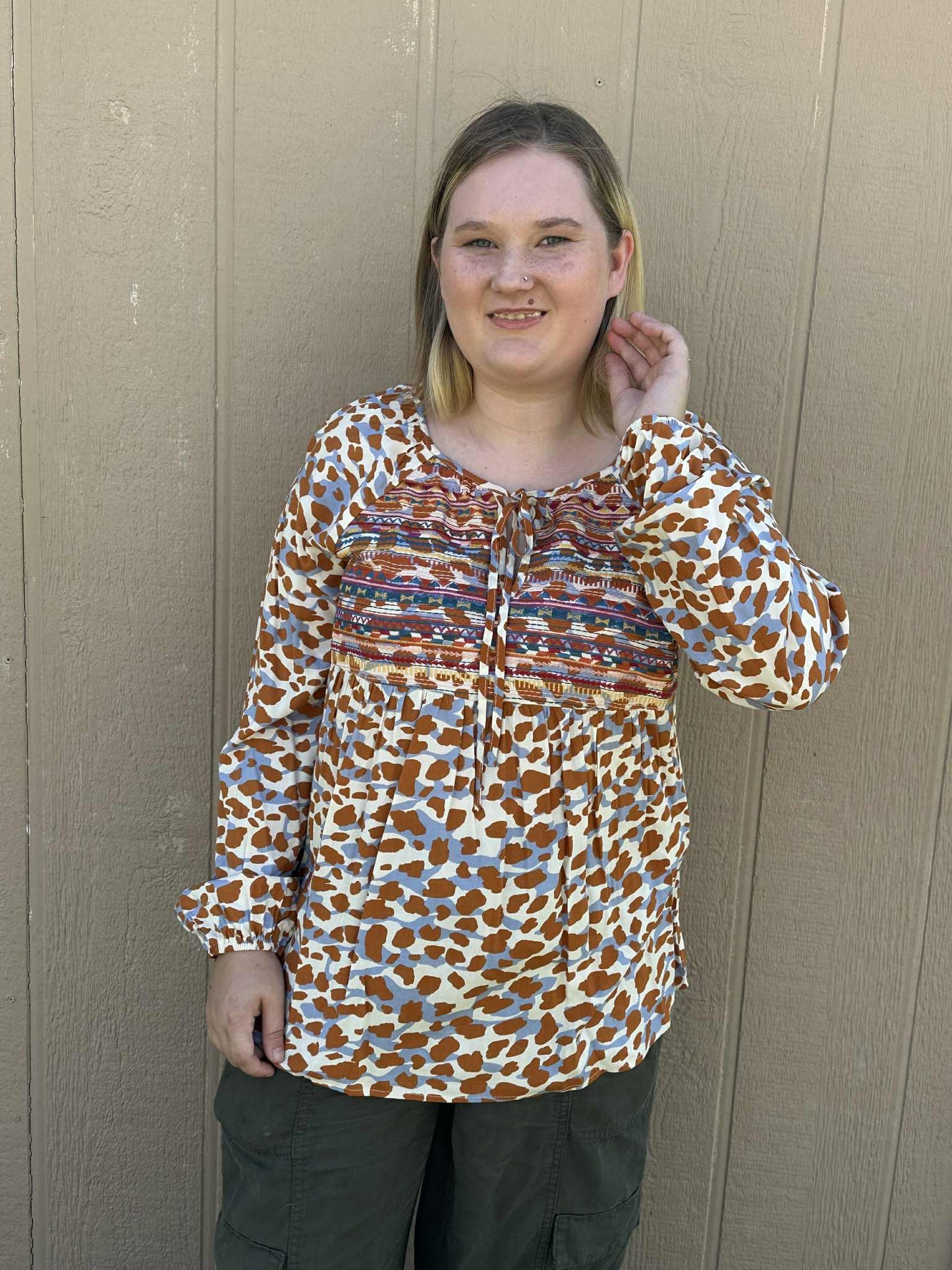 Savanna Jane Embroidered Printed Top