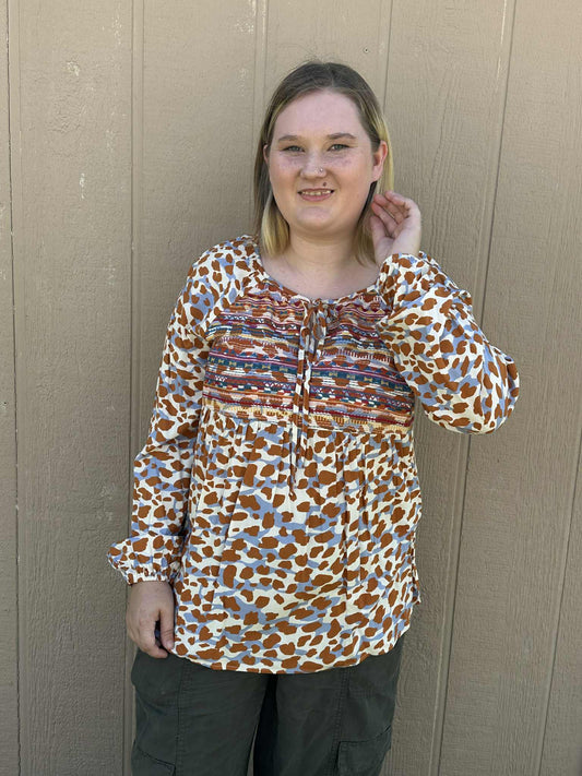 Savanna Jane Embroidered Printed Top