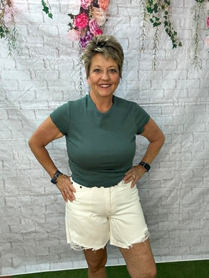 Judy Blue Dad Short White
