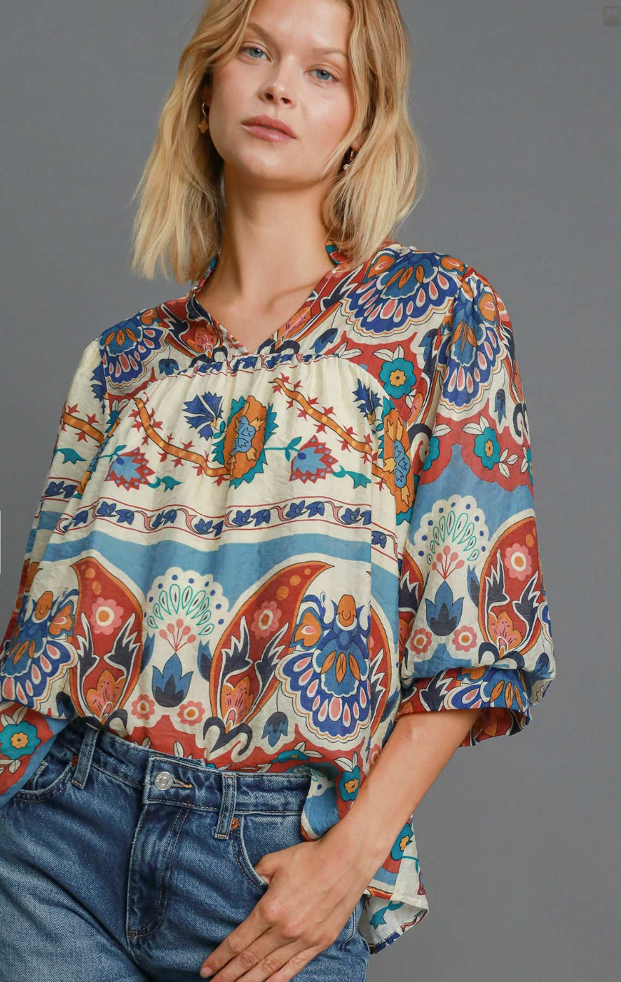 Umgee Split Neck Top