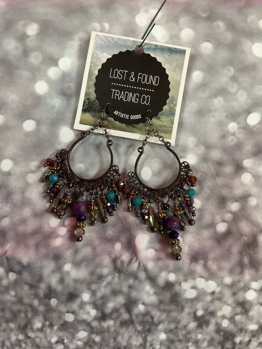 Lost & Found metal decorative hoop earrings