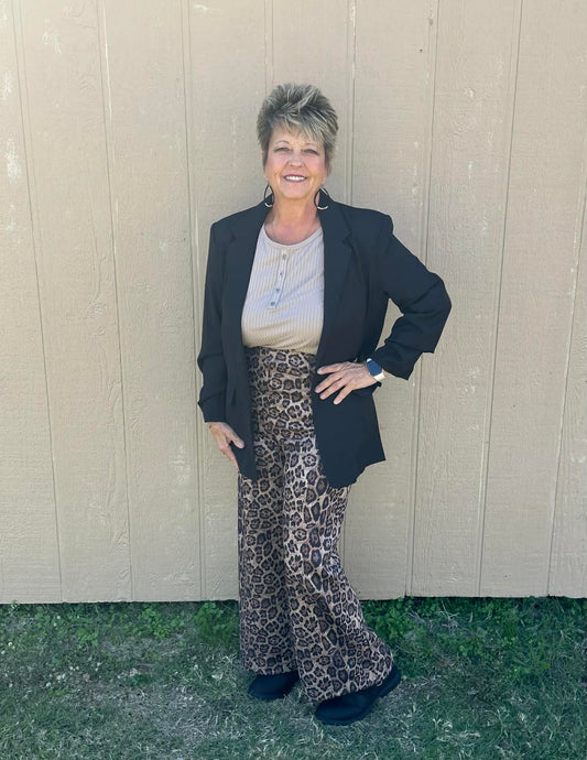 GLAM Taupe leopard trousers