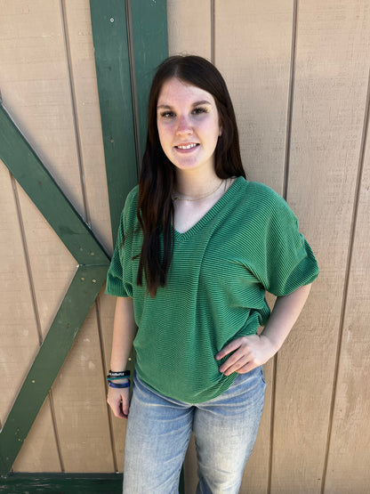 Tres Bien Ribbed Dolman Sleeve Top