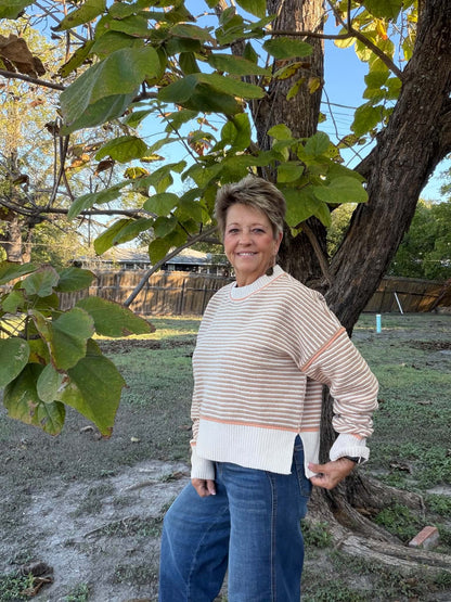 New Me crew neck striped sweater